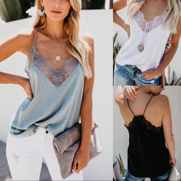 Tops - Racer back soft lace cami tank